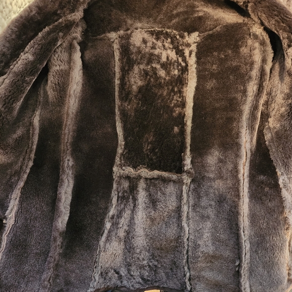 SAWYER OF NAPA VINTAGE BROWN LEATHER WOOL SHEARLING COAT JACKET SIZE 4 SIZE 6 - Picture 12 of 15